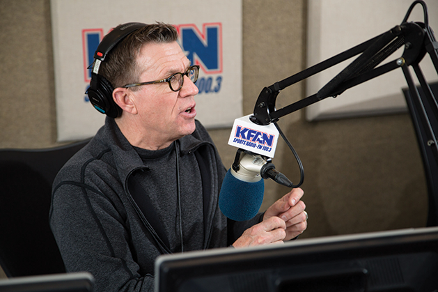 KFAN sports radio talk show host Dan Cole in studio.