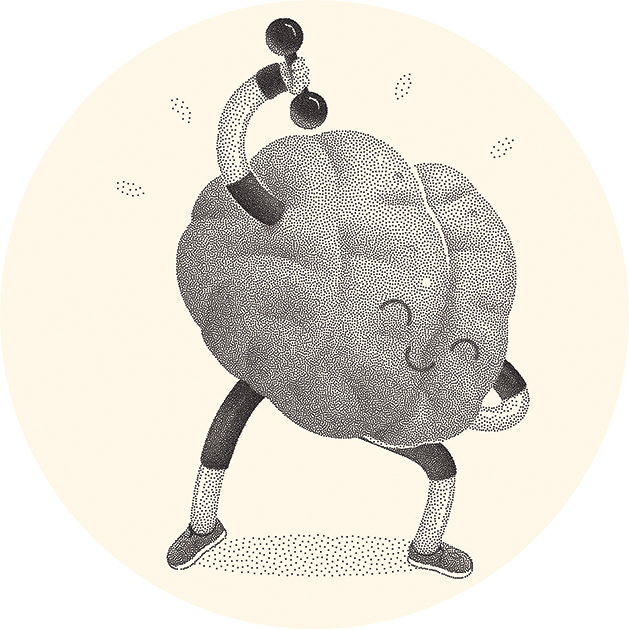 Train your brain series - the dotted vector illustration of brains activity. Part of a Brain collection.
