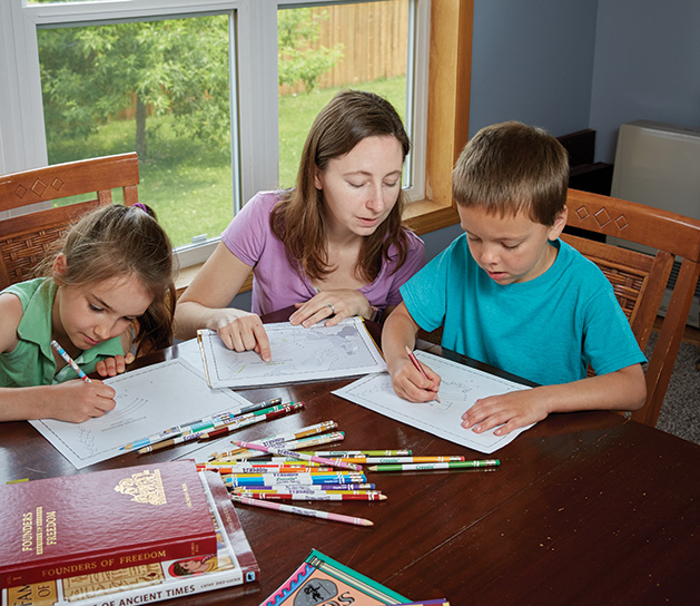Sarah Gibson is able to incorporate her family's religious life into their homeschool day.