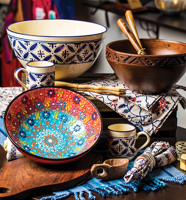 A collection of items for your Thanksgiving table from Small Things Fair Trade shop.