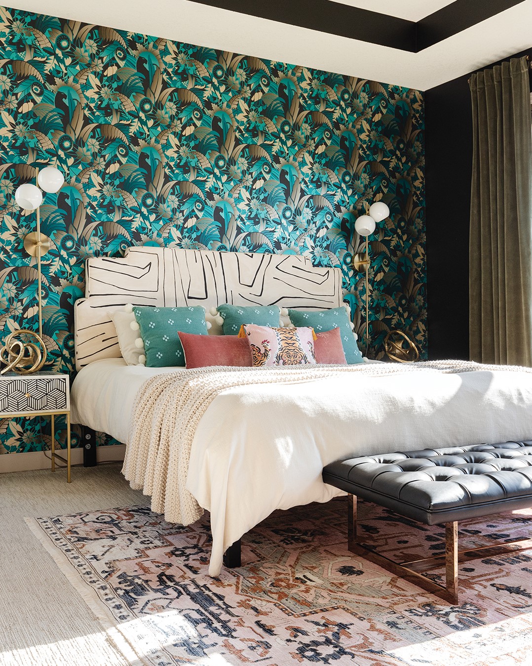 Maximalist Bedroom with Wallpaper