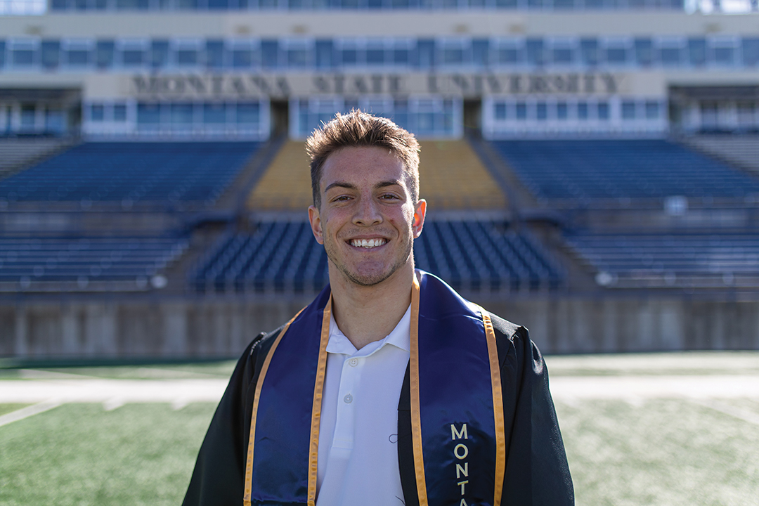 Ty Okada post-graduation in 2022 from Montana State University, where he went on to pursue a masters degree in family financial planning.