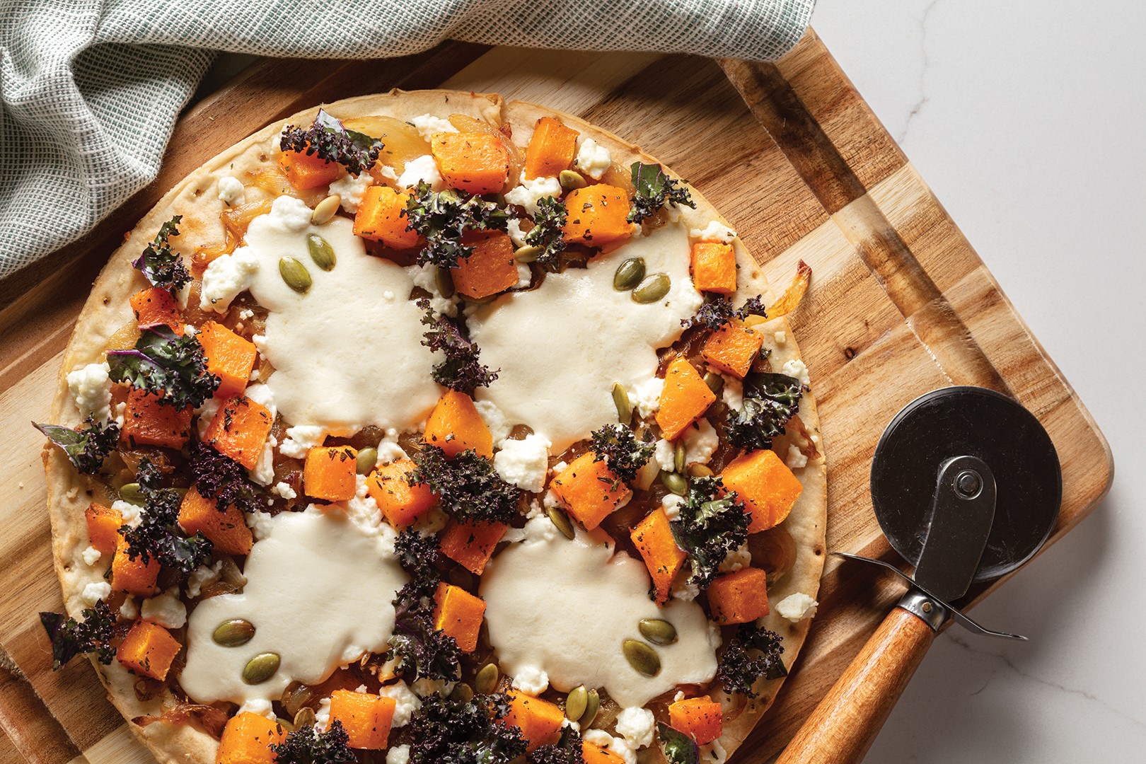 Spooky Squash & Goat Cheese Pizza