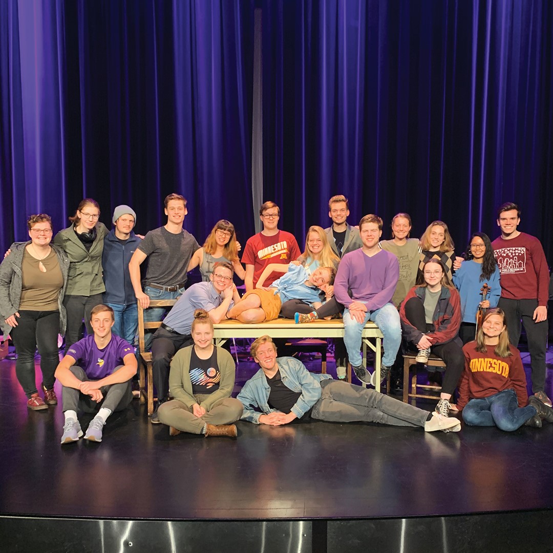 Emma Lai discovered her true passion for theater during her time in college—seen here is the Next to Normal full cast, including Lai, and the team in 2019. 