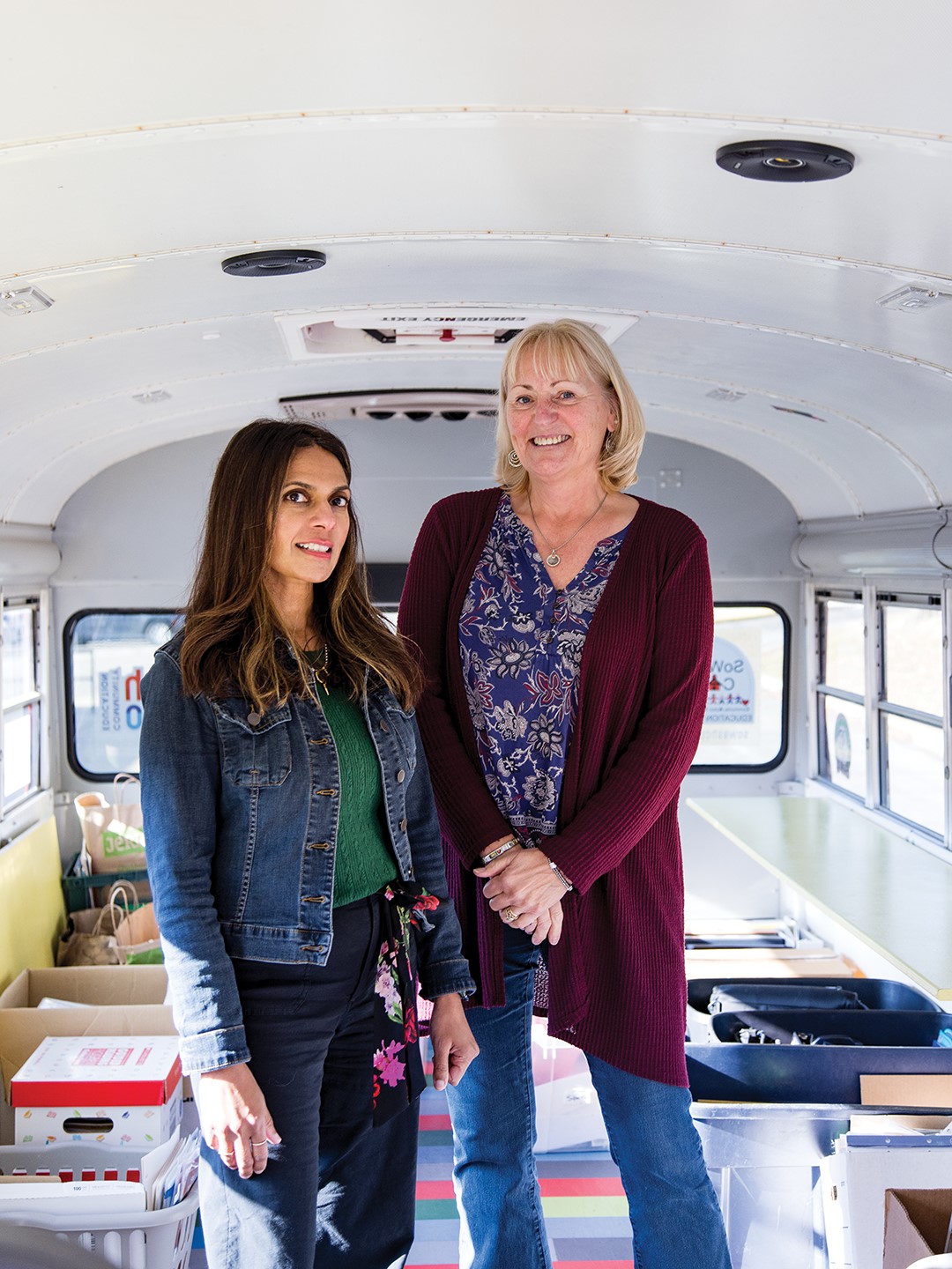 Cheryl Jogger and Sue McKeown, who is integral to the Skoolie program and often drives the bus.