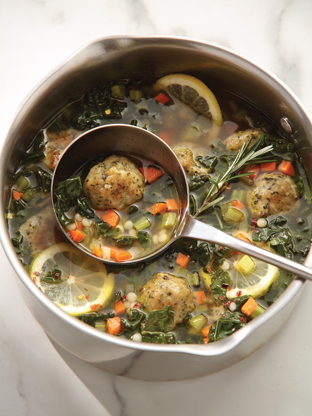 Lemon Chicken Soup with Rosemary Broth