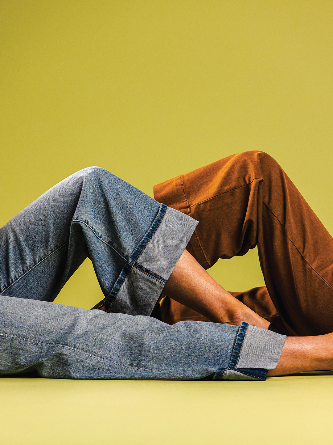 Consider a traditional jean, such as the KUT Meg wide leg jean ($109), or go for a more autumnal-inspired tone seen in the Mainstream high rise fly front palazzo pant ($98).