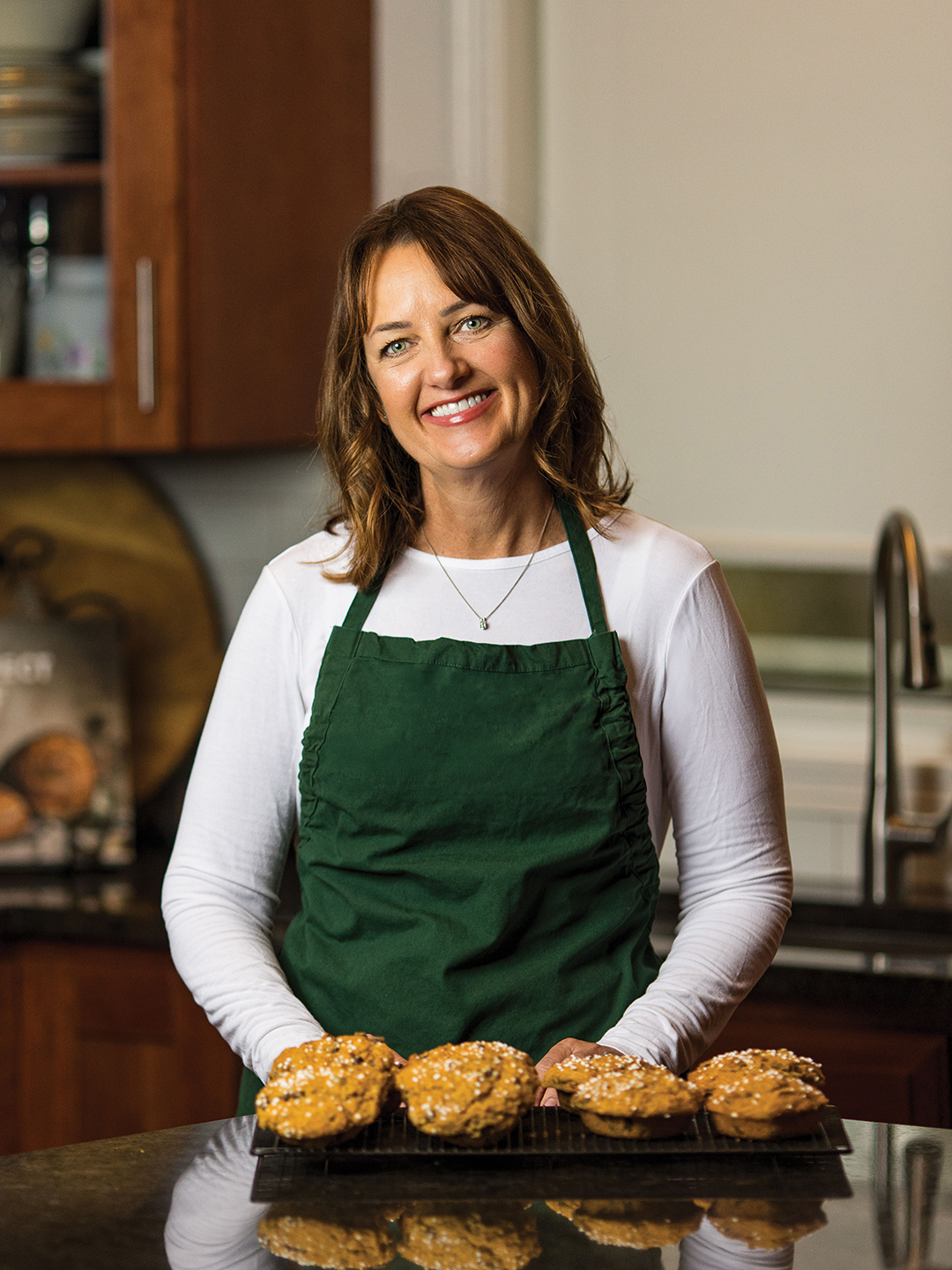 Kellie Stocker is the face behind The Scone Shoppe, a local cottage bakery that crafts scones such as the Pumpkin-Chocolate Chip Scone pictured here. 