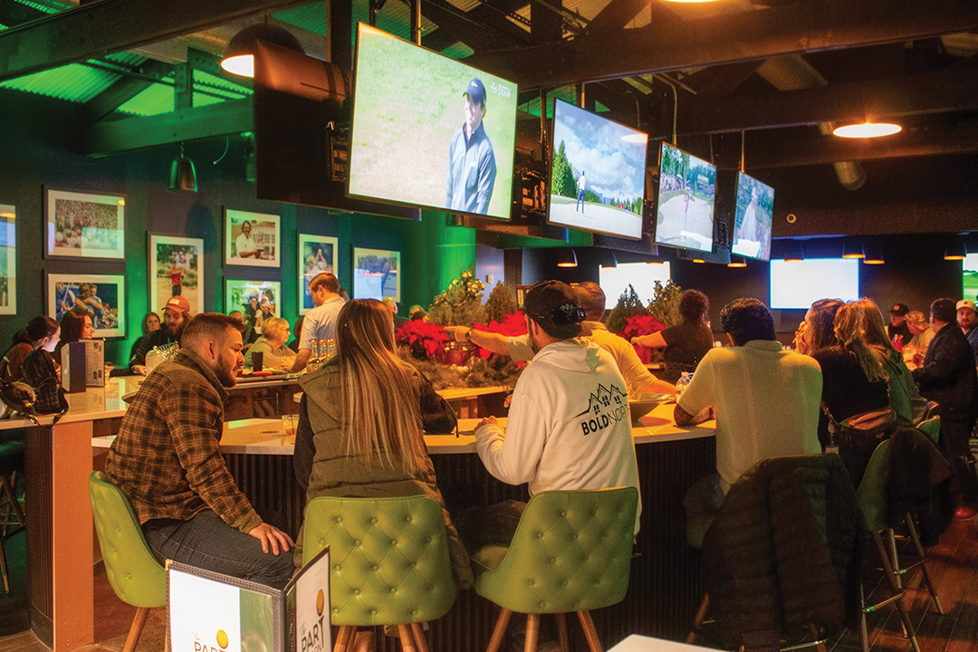 The ParT Barn, located on Hudson Boulevard, features dark wood and vintage green accents, similar to that of a country club or supper club.