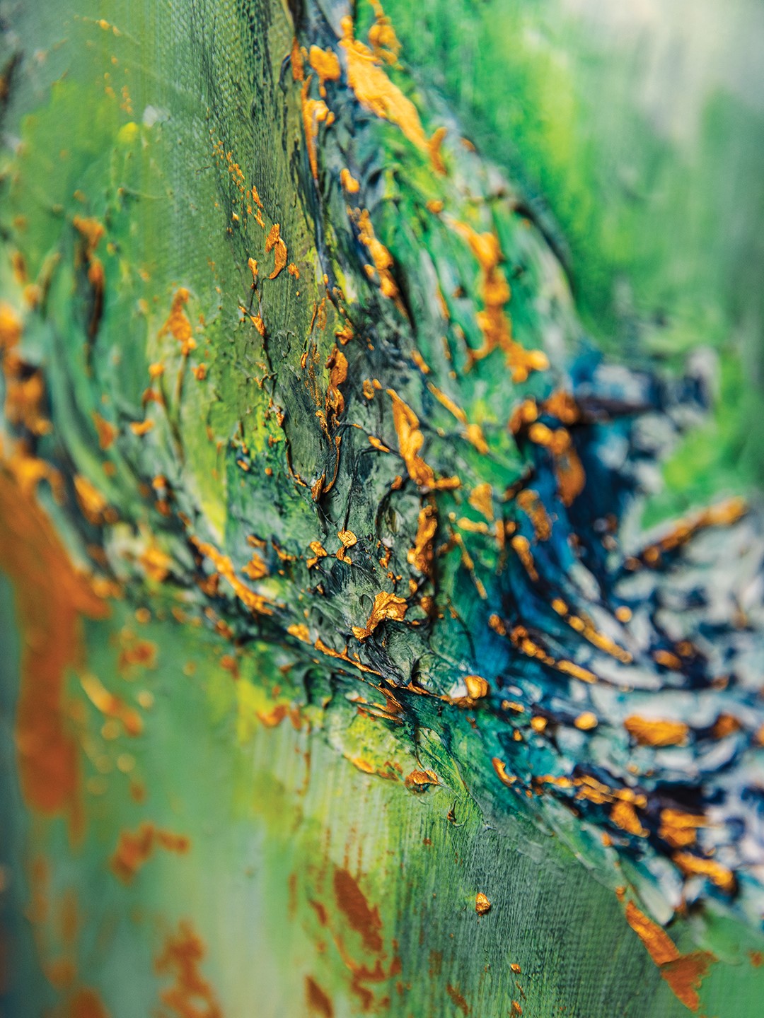 Detail shot of an abstract painting's texture