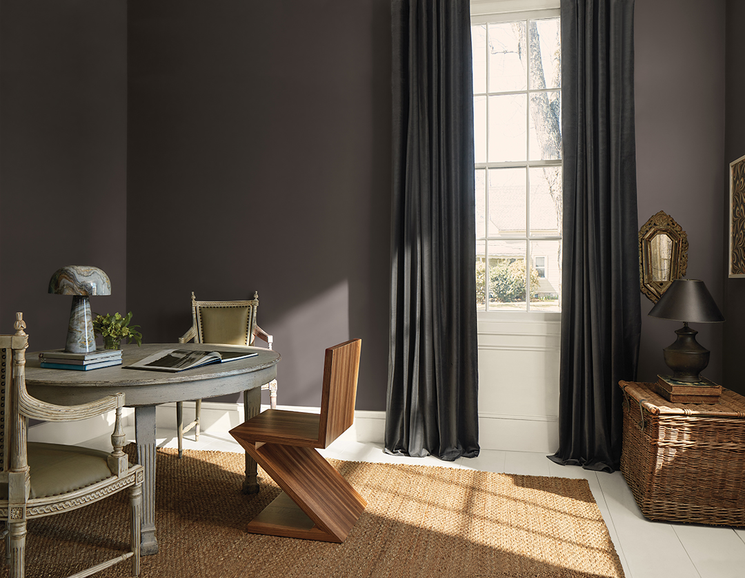 Wendy Doornink of Hirschfield’s says Benjamin Moore’s color of the year, Silhouette AF-655, is “comfortable and rich.”
