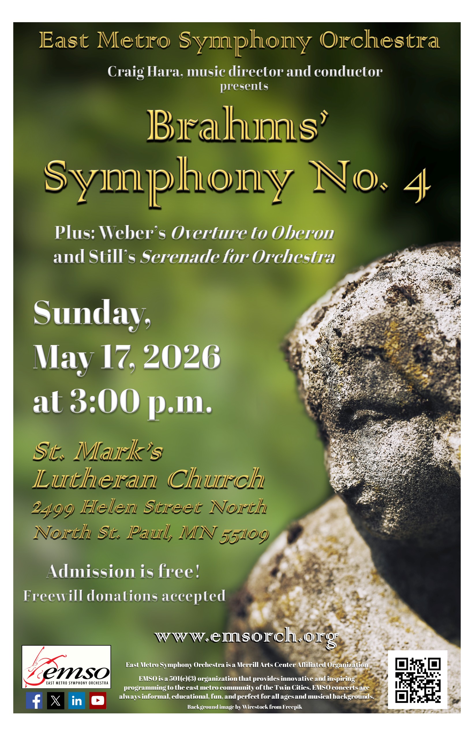 EMSO presents Brahms’ Symphony No. 4 event poster