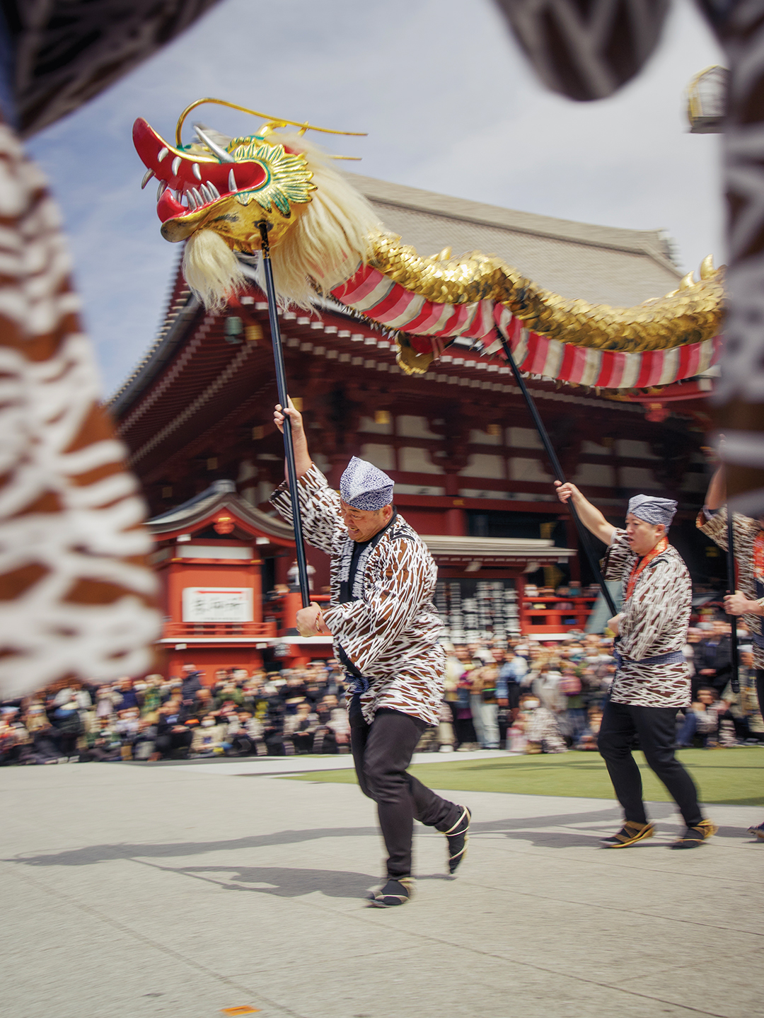  In March 2025, Joseph Shoemaker and his sister, Christine, visited the Sensōji Temple in Tokyo, where they witnessed the Golden Dragon Dance. “You can see two performers on either side, and I just happened to find an opening in between them to take the perfect shot,” he says.