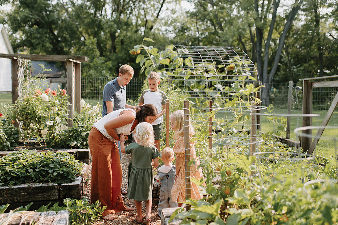 Olfelt family in their garden