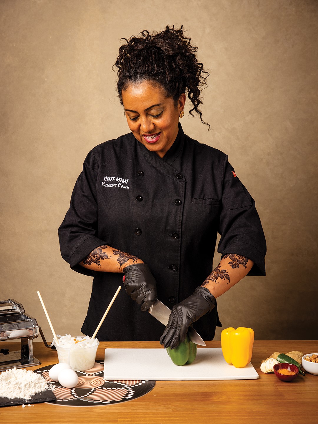 Salem Mimi Asfaha, known as Chef Mimi to her students, offers cooking classes throughout the Metro, including through South Washington County Schools Community Education in Woodbury. Hair by Kissy Braids; jewelry and décor by Habeshawi Market; and nails by Turbo Nails in Cottage Grove.