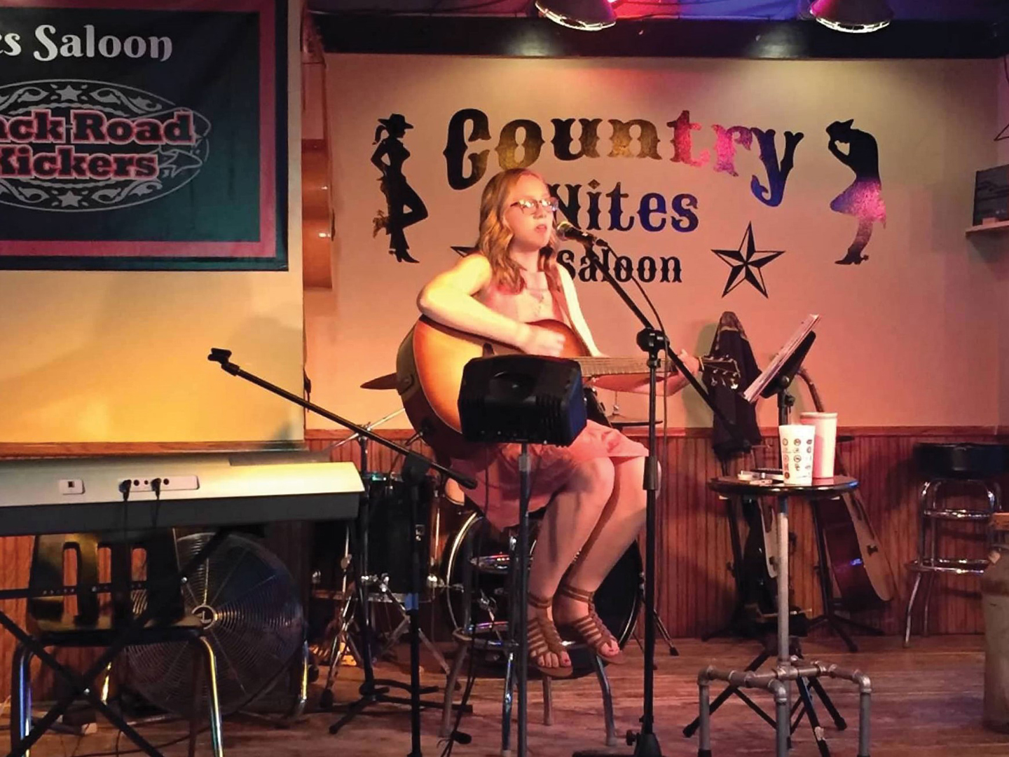 A young Hailey James, 14, at one of her earliest performances—the former Country Nights Saloon in Hastings.