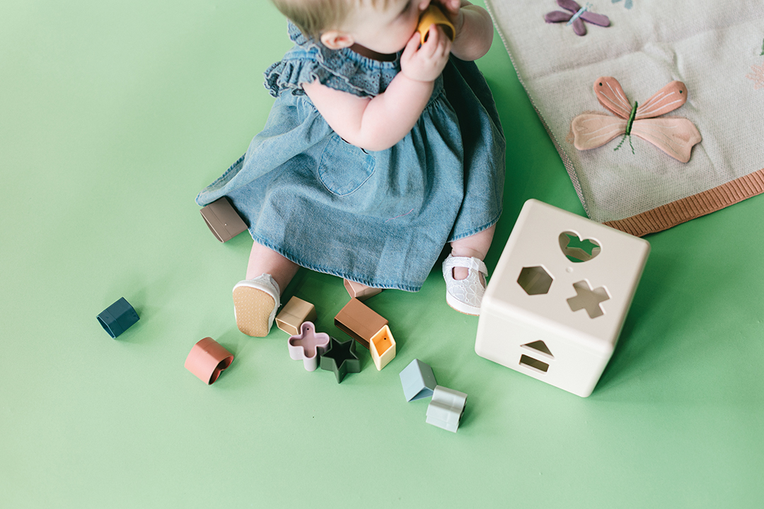 Gone are the days of worrying about what might end up in your little one’s mouth. Mushie’s food-safe silicone toys and its feeding products, which are offered at Pacifier Kids Boutique, are made without BPA, lead, phthalates and PVC. “They also capture all the different developmental stages,” Alissa Montbriand of Pacifier says.